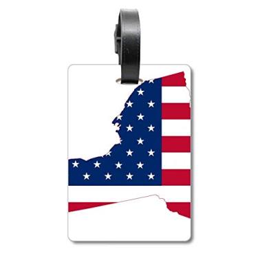 Imagem de Nova York Mapa dos EUA Estrelas Listras Bandeira Forma Bolsa de Mala Etiqueta Etiqueta Cartão de Bagagem Scutcheon Etiqueta