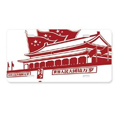 Imagem de DIYthinker Emblema da bandeira Tiananmen vermelho chinês decoração placa de carro etiqueta de aço inoxidável