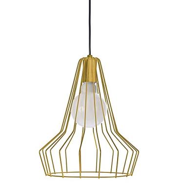 Imagem de Pendente Triangular Ref 6156 Verniz dourado Soquete E27 1 Lampada (36 X 36 X 36 cm) Bivolt Fabricado em Metal Pantoja&Carmona