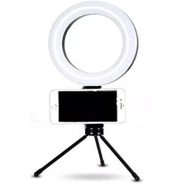 Imagem de Ring Light 16cm com Suporte Para Celular e Tripe de Mesa; Iluminação Para Maquiagem Fotos Videos - Bella Net