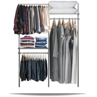 Imagem de Closet arara aramado trilho parede super resistente moderno 1,30 BR