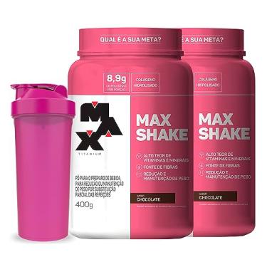 Imagem de KIT 2x Max Shake 400g CADA + Coqueteleira - Max Titanium (Chocolate)