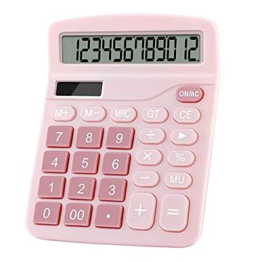 Imagem de Podokas Calculadoras de escritório, calculadora bonita de 12 dígitos com visor LCD grande botão grande para escritório, casa e escola (rosa)