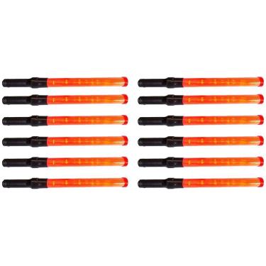 Imagem de Bastao Sinalizador Kit 12 Unidades Fluorescente Transito Estacionamento Aeroporto Estrada Sinalizaçao Segurança Obra