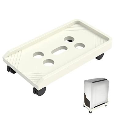 Imagem de Suporte de CPU Suporte de CPU sob a mesa PC Case Cart com 4 rodas giratórias, suporte de chão de torre de PC Suporte de carrinho móvel Capa de CPU Prateleira de proteção Suporte de torre de PC (Cor: Branco 360 Rotativo)