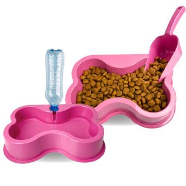 Imagem de Comedor e Bebedor Duplo Automático para Cães tigela de comida água 700kg 1L cachorro médio e grande porte pote ração (Rosa)