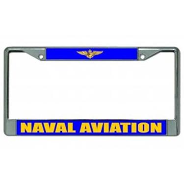 Imagem de Moldura cromada para placa de carro naval aviation