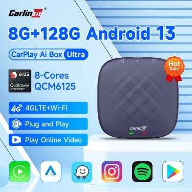 Imagem de CarlinKit 8G  128G Android 13 CarPlay TV AI Box Ultra QCM6125 8 núcleos CarPlay sem fio e Android