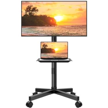 Imagem de KKTONER Carrinho Móvel para TV LCD/LED de 23 a 65 Polegadas - Suporte de Chão com Prateleira Ajustável, Altura Máxima VESA 400 x 400 mm