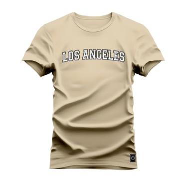 Imagem de Camiseta Estampada Premium Algodão Los Angeles Scrit Bege G