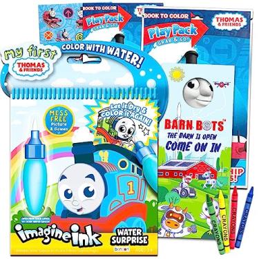 Imagem de Thomas the Train Paint With Water Set for Kids Toddlers Bundle ~ Reusable Mess Free Imagine Ink Book with Water Surprise Brush, Mini Coloring Book, Stickers (Thomas and Friends Water Painting Kit)