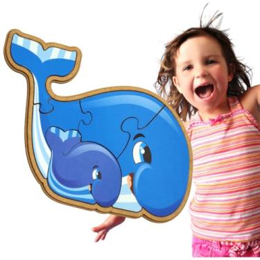 Imagem de Quebra-Cabeça, Madeira, Infantil, Família Baleia 2 anos, Maninho Brinquedos