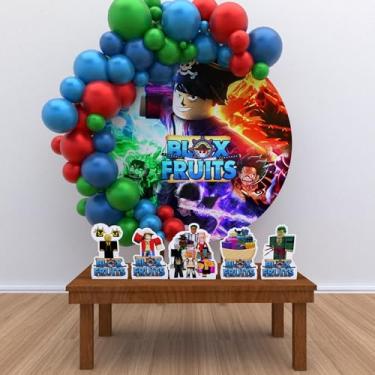 Imagem de Kit Decoração Painel Redondo Festa de Aniversário Infantil Blox Fruits