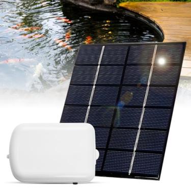 Imagem de XCPHGFM Aerador solar para lago com bomba de ar 2000mA bateria reserva Aerador de oxigênio para aquário Bomba de ar com tubo pedras de bolha de ar para jardim tanque de peixes piscina lagoa decoração