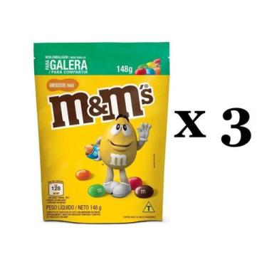 Imagem de 3 Sachês M&M's Chocolate Ao Leite C/ Amendoim 148G -Mars