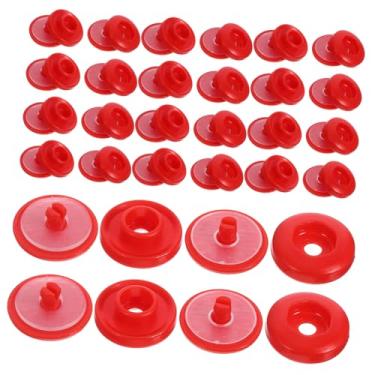 Imagem de VILLCASE 100 Conjuntos de pressão roupas camisa blusas botões DIY botões de pressão botões de encaixe fechos de pressão sem costurar botões dedicada instantâneo bebê plástico vermelho