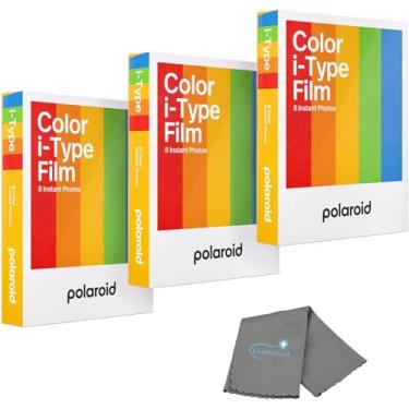 Imagem de Película colorida instantânea Polaroid para câmeras tipo I, pacote com 3, 24 fotos instantâneas com um pano de limpeza Lumintrail