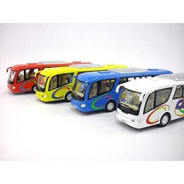 Imagem de Kinsfun Pavlysh Diecast Coach Bus Set - 4 Buses, Red, Blue, White, Yellow - Pull Back & Go Action - Kid - Metal - No Batteries Required