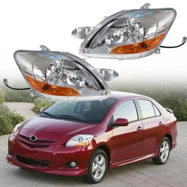 Imagem de GENRICS Faróis de substituição para farol 2007-2011 Toyota Yaris Sedan 4 portas Par de montagem de faróis lado esquerdo e direito