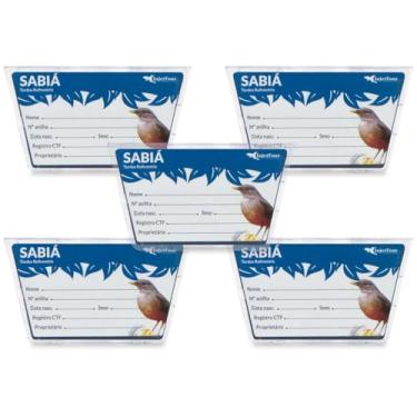 Imagem de Kit 5 Porta Nome Sabiá Crachá Acrílico Ficha Identificação Marcação Macho Fêmea Placa Identificação Plaquinha Personalizada