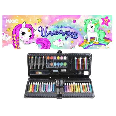 Imagem de Estojo Maleta Pintura Unicórnios 92 Peças Arts Grupo Magic