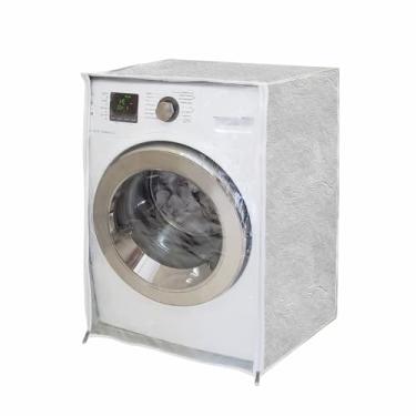 Imagem de "Capa Para Maquina Frontal Lava E Seca LG Samsung Eletrolux Midea 6Kg 7Kg 8Kg 9Kg 10Kg 11Kg Impermeável Flanelada Com Zíper Proteção Contra Chuva e Raios UV " (Cinza)