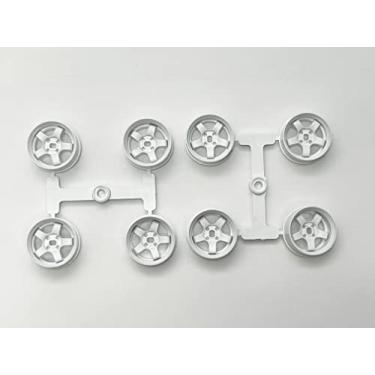 Imagem de DS Racing Conjunto de 8 peças de jantes brancas para Kyosho Mini-Z AWD MA020 MA030 RC 1/24 1/28 Mini-Q DRZ GLD 20 mm de diâmetro (8 rodas estreitas)
