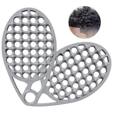 Imagem de KOUPA Magic Escova de cabelo cacheado de silicone, pente torcido para cachos afro, ferramenta de cabelo lavável para homens e mulheres, cinza, 2 peças