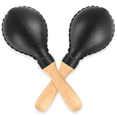 Imagem de EASTROCK Maracas Mão Percussão Chocalhos Areia Martelo Instrumento de Percussão Preto Profissional Maracas com Conchas ABS e Alças de Madeira para Apresentações ao Vivo e Gravação, Festa, Concerto,