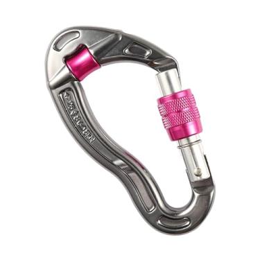 Imagem de Kokiya Mosquetão de escalada, mosquetão de travamento, equipamento de montanhismo, 25kn para espeleologia, acampamento, caça, rede, Rosa vermelha