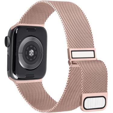 Imagem de Pulseiras Compatível com Apple Watch correia 38/40/41/42/44/45/49 mm, Correias de Substituição de Metal de Aço Inoxidável Clássico para Smartwatch iWatch Series SE 10 9 8 (Rose, 42/44/45/49mm)