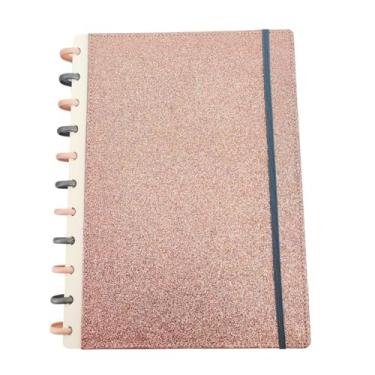 Imagem de Caderno de Disco 10 matérias Sistema Inteligente com divisórias Glamour Brilho - Rose Grace (GRANDE - Universitário)