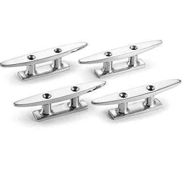 Imagem de KAHACIYO Chuteira de barco com base aberta 10 cm, gancho de doca aço inoxidável de grau marítimo 316, inclui parafusos (4 peças)