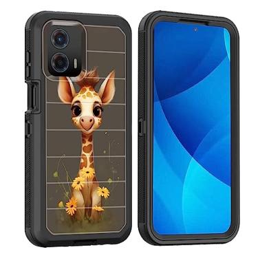 Imagem de smauncucn Capa para Moto G 5G 2023, proteção total contra quedas, à prova de poeira, resistente, 3 camadas, resistente, resistente, resistente, resistente, durável, para Motorola Moto G 5G 2023 6,5 polegadas, girafa floral