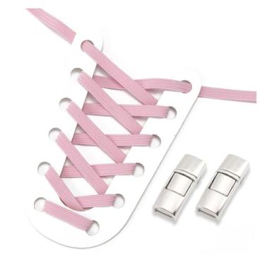 Imagem de No Tie Shoe Laces Men And Women Sneakers Metal Lock Lazy People Shoelace Elastic Shoelaces Shoe Accessories(Pink)