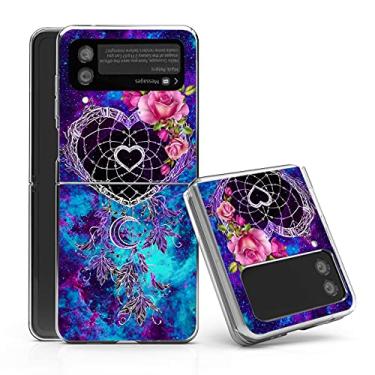 Imagem de Bcov Capa para Galaxy Z Flip 3 5G, Apanhador de Sonhos Espaço de Flores Capa Rígida Sólida Antiarranhões Capa Protetora à Prova de Choque para Samsung Galaxy Z Flip 3 5G
