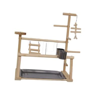 Imagem de IEUDNS Playground do do suporte do jogo do pássaro, poleiros de madeira do playstand do jogo do pássaro ginásio suporte para o brinquedo da