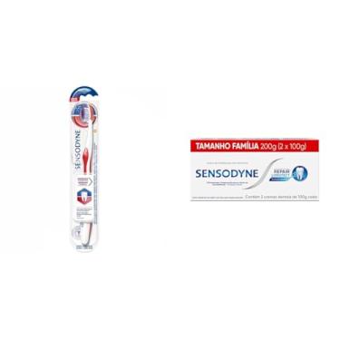 Imagem de Kit Sensodyne Escova Dental Sensibilidade e Gengivas + Sensodyne Creme Dental Repair e Protect