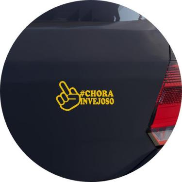 Imagem de Adesivo de Carro Chora Invejoso Dedo - Cor Amarelo - Melhor Adesivo, A