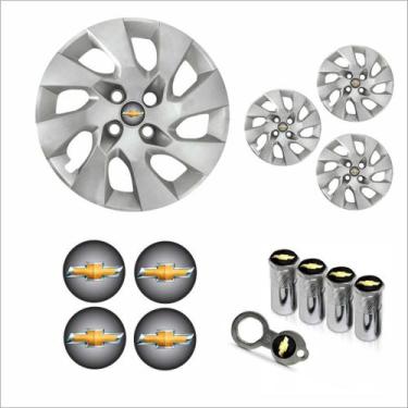 Imagem de Jogo Calota Aro 14 Onix Prisma 2014 à 2016 Chevrolet GM + Emblema Resi