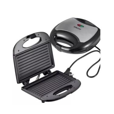 Imagem de Sanduicheira Grill Chapa Elétrica Preta Acabamento Inox - mk, 110V