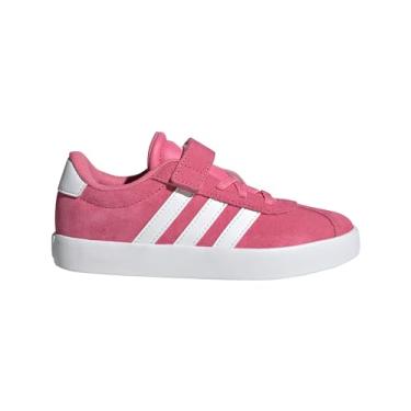 Imagem de Adidas Tênis infantil unissex Vl Court 3.0 com cadarço elástico e alça, Rosa Fusion/Branco/Cinza, 13 Little Kid