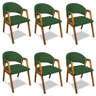 Imagem de Cadeira Sala de Jantar Em Madeira kit 6 Yara Suede D03 - D`Rossi