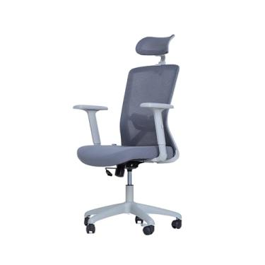 Imagem de Cadeira Giratória Nr-17 President Office c/Braços Dallas Rivatti Tela Mesh Cinza Base Rodízio Nylon