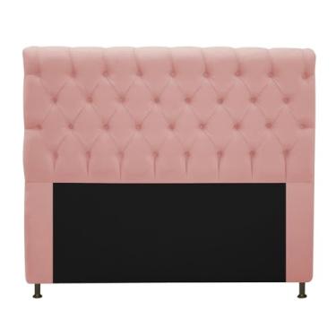 Imagem de Cabeceira Kristal Estofada Capitonê 160 cm para Cama Box Queen Suede Rosê Quarto - AM Decor