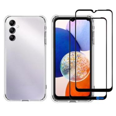 Imagem de Capa A14 5g, Capinha Anti Impacto e 2x Pelicula Vidro 3D Para Samsung Galaxy A14 Case Transparente Proteção de Câmera