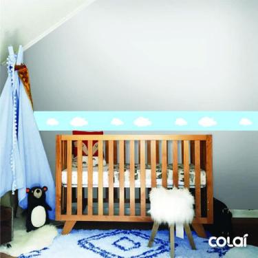 Imagem de Faixa Decorativa Quarto Bebê Infantil Nuvens azul 10m - Colaí