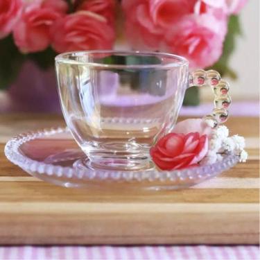 Imagem de Conjunto de Xícara de Café Com Pires Vidro Luxo Pérola - RIO DE OURO