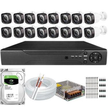 Imagem de Kit Cftv 16 Câmeras Segurança Infravermelho 20 Metros Dvr Multi Hd 16c