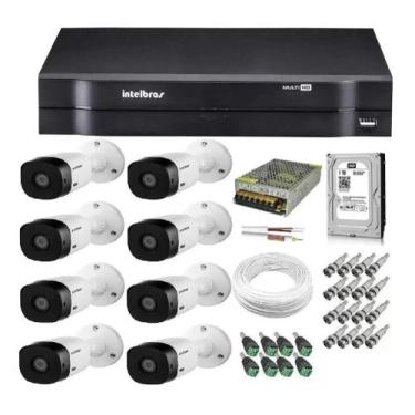 Imagem de Kit Cftv 8 Câmeras Multi Hd 720p Dvr 8 Canais Intelbras /Monitoramento